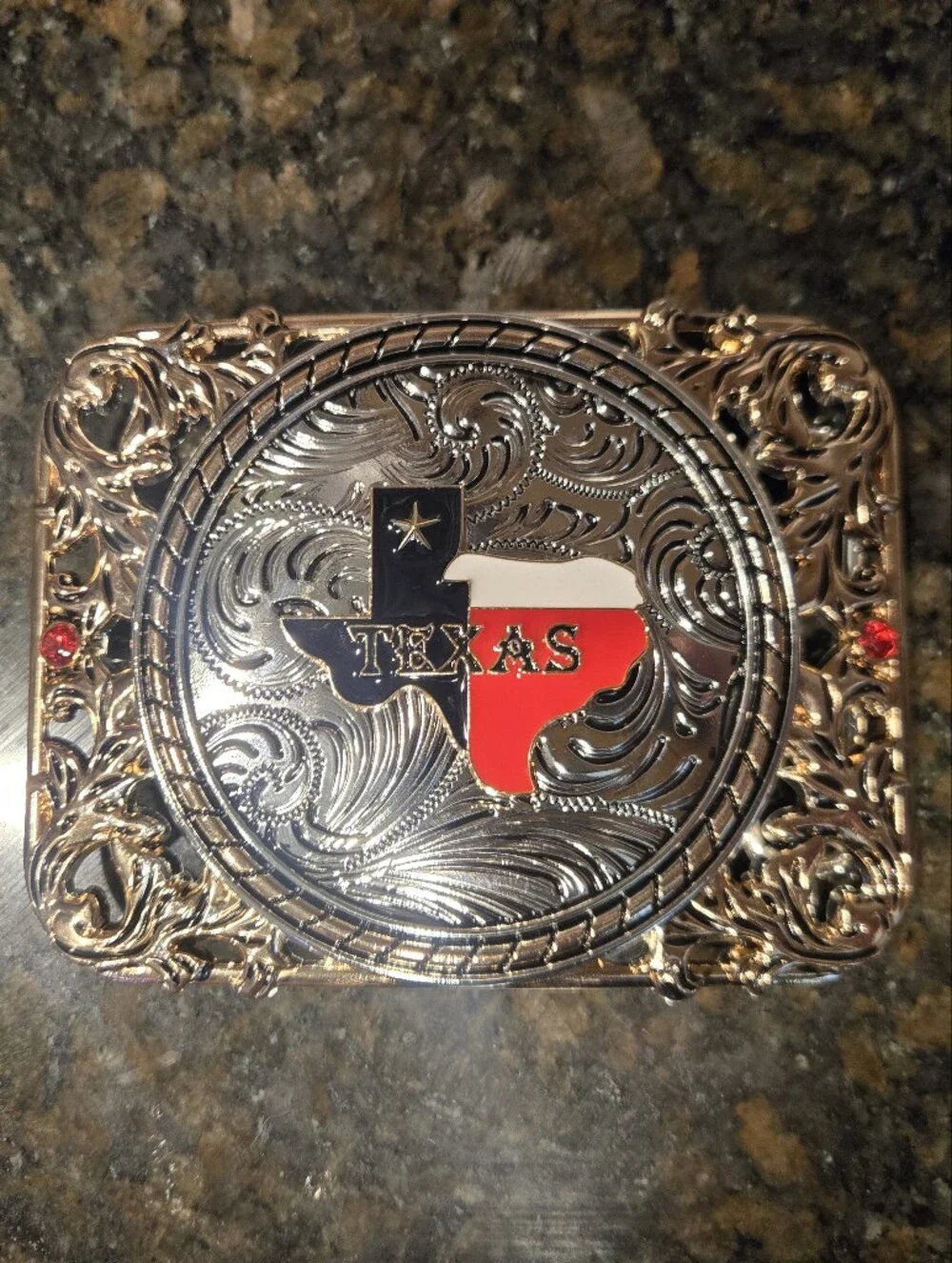 Texas Belt Buckle - Red, White & Blue